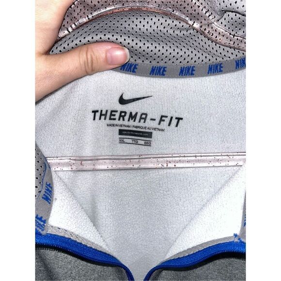 Men's Nike Gray and Blue 1/4 Zip Sweatshirt 2XL - Picture 2 of 3